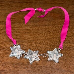 Cat & Jack Glitter Star Necklace - Pink and Silver